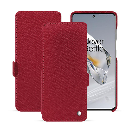Capa com aba vertical em pele premium para OnePlus 12 | NoreveRouge passion ( Pantone #a6192e ) 