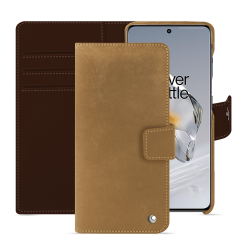 OnePlus 12 funda cartera en cuero de lujo | NoreveSable vintage ( Pantone #9b7340 ) 