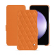가죽 커버 Samsung Galaxy S23 FE - Orange - Couture ( Nappa - Pantone #ff9351 ) 