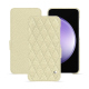 Housse cuir Samsung Galaxy S23 FE - Ivoire - Couture ( Pantone #d6d6c6 ) 