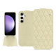 가죽 커버 Samsung Galaxy S23 FE - Ivoire - Couture ( Pantone #d6d6c6 ) 