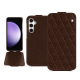 Housse cuir Samsung Galaxy S23 FE - Châtaigne - Couture ( Pantone #1b1107 ) 