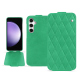 Housse cuir Samsung Galaxy S23 FE - Menthe vintage - Couture ( Pantone #37b375 ) 