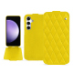 硬质真皮保护套 SSamsung Galaxy S23 FE - Jaune fluo - Couture ( Pantone #c9ff57 ) 