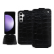 硬质真皮保护套 SSamsung Galaxy S23 FE - Crocodile nero ( Noir / Black) 