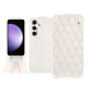 Samsung Galaxy S23 FE leather case - Blanc escumo - Couture ( Pantone #D6D6D1 )