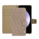 Housse cuir Samsung Galaxy S23 FE - Taupe vintage - Couture ( Pantone #591d16 ) 