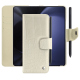 Samsung Galaxy Z Fold5 leather wallet case - Crocodile milk ( Pantone #d6d2c4 ) 