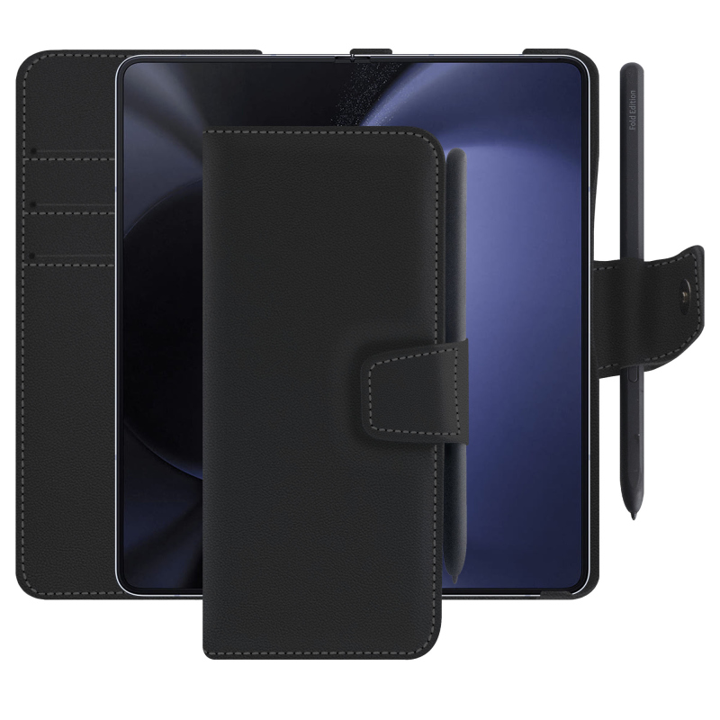 Samsung Galaxy Z Fold5 leather wallet case - Noir PU ( Black ) 
