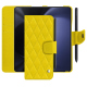 삼성 갤럭시 Z 폴드5 가죽 지갑 케이스 - Jaune fluo - Couture ( Pantone #c9ff57 ) 
