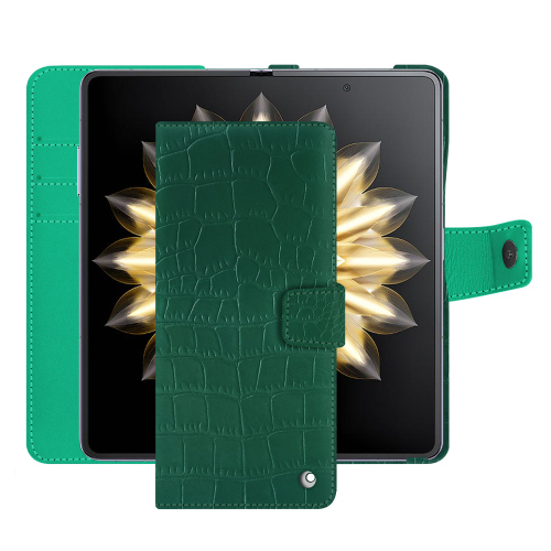 Honor Magic V2 Leather Wallet Case | Premium ProtectionCrocodile pino ( Pantone #173F35 ) 