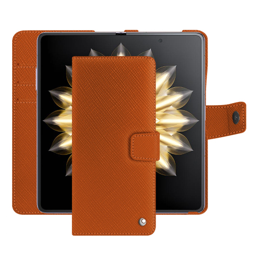 Capa de couro para carteira do Honor Magic V2 | Proteção PremiumOrange vibrant ( Pantone #e36b39 ) 