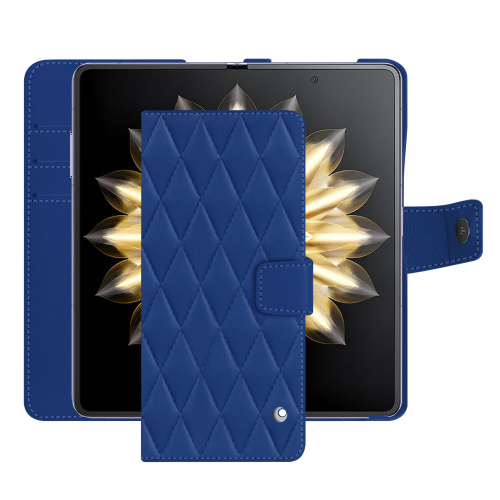 Honor Magic V2 Funda de Piel para Cartera | Protección PremiumBleu océan - Couture ( Nappa - Pantone #15458a) 