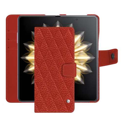 Honor Magic V2 Custodia a portafoglio in pelle | Protezione premiumPapaye - Couture ( Pantone #b54317 ) 