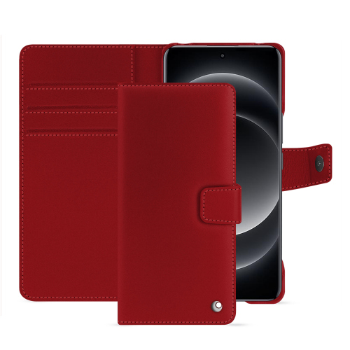 Xiaomi 14 Ultra Leather Wallet Case | Premium QualityRouge ( Nappa - Pantone #d50032 ) 