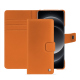 Funda de piel para cartera Samsung Galaxy S24 Ultra - Orange ( Nappa - Pantone #ff9351 ) 