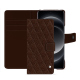 Xiaomi 14 Ultra leather wallet case - Châtaigne - Couture ( Pantone #1b1107 ) 