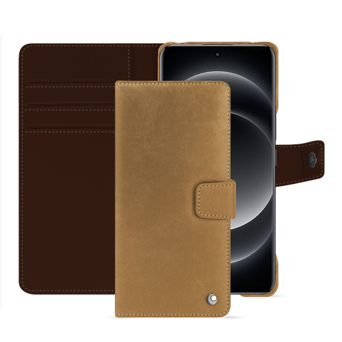 Geldbörse aus Leder für Xiaomi 14 Ultra | Premium-QualitätSable vintage ( Pantone #9b7340 ) 