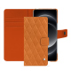 Funda de piel para cartera Samsung Galaxy S24 Ultra - Mandarine vintage - Couture ( Pantone #d47231 ) 