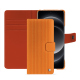 Funda de piel para cartera Samsung Galaxy S24 Ultra - Abaca arancio ( Pantone #d77540 )