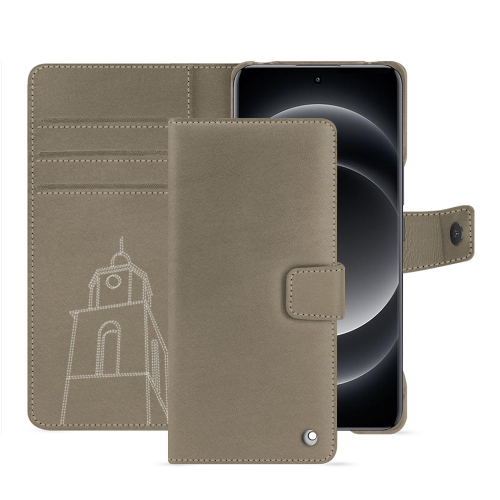 Xiaomi 14 Ultra Funda de Piel para Cartera | Calidad PremiumDarboun sabla ( Pantone #BCB1A1 )