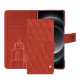 Étui portefeuille cuir Xiaomi 14 Ultra - Arange clouquié - Couture ( Pantone #D33108 )