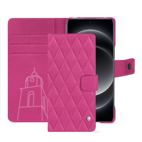 Étui Portefeuille en Cuir Xiaomi 14 Ultra | Qualité PremiumRose BB - Couture ( Pantone #DB599F )