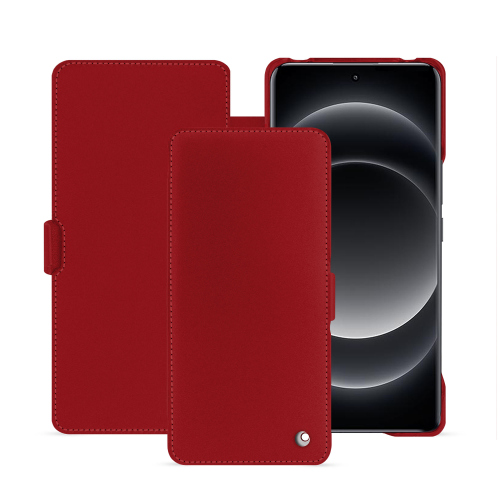 Capa com aba em pele para Xiaomi 14 Ultra | Gama PrestigeRouge ( Nappa - Pantone #d50032 ) 