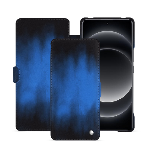Funda de piel con solapa para Xiaomi 14 Ultra | Gama PrestigeBleu Patine