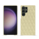 Coque cuir Samsung Galaxy S24 Ultra - Beige - Couture ( Nappa - Pantone #ceb888 ) 