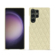 Coque cuir Samsung Galaxy S24 Ultra - Ivoire - Couture ( Pantone #d6d6c6 ) 