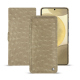 Housse cuir Samsung Galaxy S24+ - Autruche desert ( Pantone #A39382 ) 