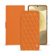 Housse cuir Samsung Galaxy S24+ - Orange - Couture ( Nappa - Pantone #ff9351 ) 