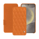 Housse cuir Samsung Galaxy S24 - Orange - Couture ( Nappa - Pantone #ff9351 ) 