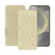 Housse cuir Samsung Galaxy S24 - Ivoire - Couture ( Pantone #d6d6c6 ) 