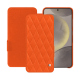 Housse cuir Samsung Galaxy S24 - Orange fluo - Couture ( Pantone #ff5406 ) 