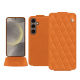 Housse cuir Samsung Galaxy S24 - Orange - Couture ( Nappa - Pantone #ff9351 ) 