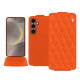 Samsung Galaxy S24 leather case - Orange fluo - Couture ( Pantone #ff5406 ) 