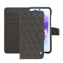 Samsung Galaxy A55 leather wallet case - Onyx ( Noir / Black ) 