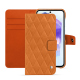 レザーウォレットケース Samsung Galaxy A55 - Mandarine vintage - Couture ( Pantone #d47231 ) 