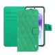 Étui portefeuille cuir Samsung Galaxy A55 - Menthe vintage - Couture ( Pantone #37b375 ) 