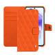 レザーウォレットケース Samsung Galaxy A55 - Orange fluo - Couture ( Pantone #ff5406 ) 