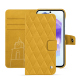 Capa de couro para carteira Samsung Galaxy A55 - Jaune soulèu - Couture ( Pantone #F3B934 )
