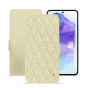 Housse cuir Samsung Galaxy A55 - Ivoire - Couture ( Pantone #d6d6c6 ) 