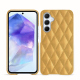 Samsung Galaxy A55 leather cover - Or Maïa - Couture ( Pantone 871C ) 