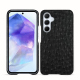 Coque cuir Samsung Galaxy A55 - Autruche nero ( Noir / Black) 