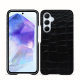 Samsung Galaxy A55 leather cover - Crocodile nero ( Noir / Black) 