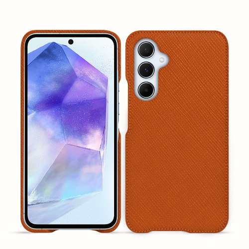 Cover posteriore in pelle premium per Samsung Galaxy A55 | NoreveOrange vibrant ( Pantone #e36b39 ) 
