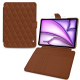 Apple iPad Air 13  (2024) leather wallet case - Marron - Couture ( Nappa - Pantone #8B4720 ) 