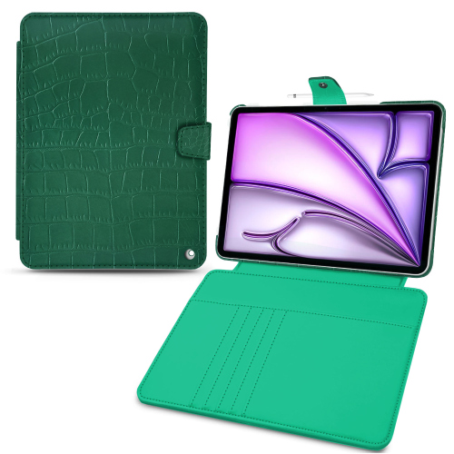 Apple iPad Air 13 Leather Wallet Case | Lujo y protección de alta gamaCrocodile pino ( Pantone #173F35 ) 